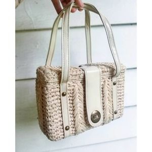 Vintage Cream Wicker Purse